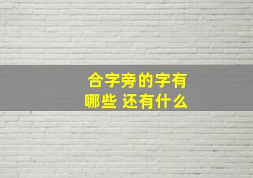 合字旁的字有哪些 还有什么